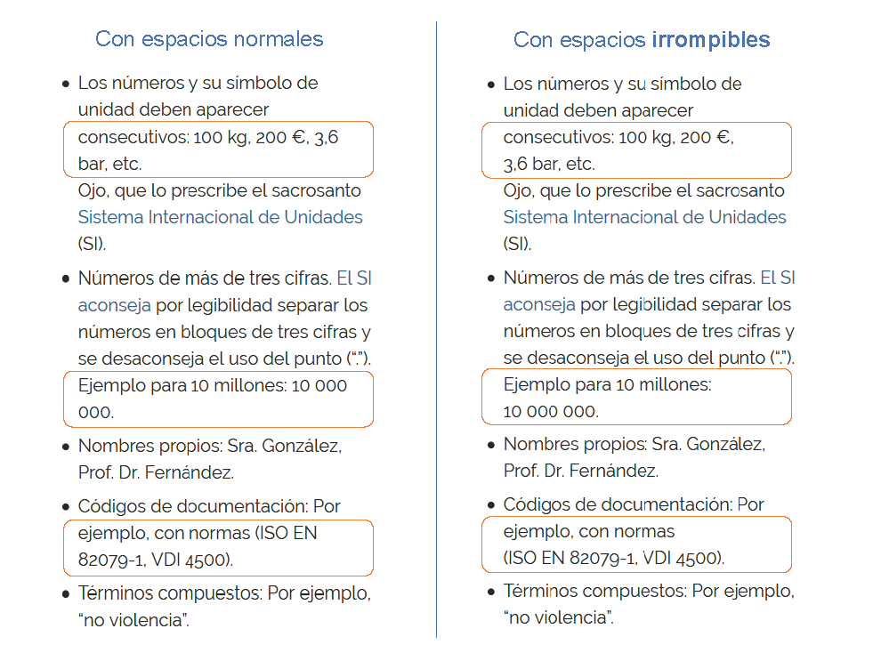 ejemplo espacio irrompible